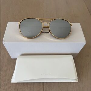 GENTLE MONSTER Gold Aviator Sunglasses with Gray Lenses